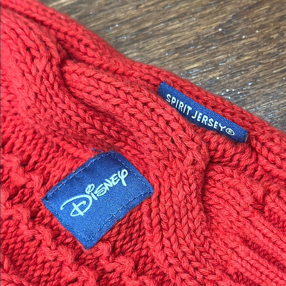 Disney 2023 Holiday Red Cable Knit Sweater Spirit Jersey with Disneyland Logo - Picture 8 of 8
